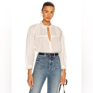 NILI LOTAN Sarah Shirt x Revolve in Ivory, Size L EXCELLENT! Retail $350